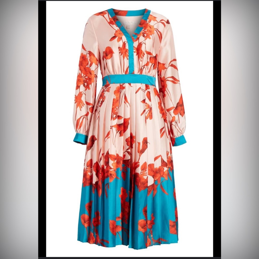 Ted Baker Floral Print Long Sleeve Dress Size 1